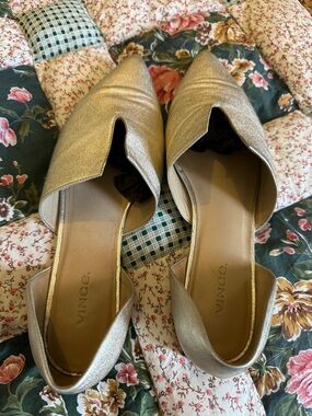 D— REPOSH Vince Metallic Gold Pointed D'Orsay Mules